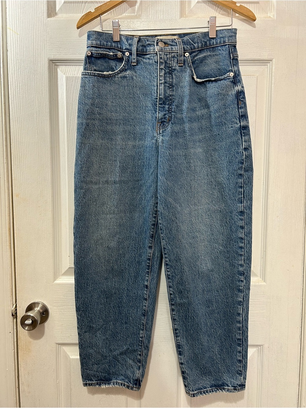 Madewell Balloon Jean Size 29 Medium Wash High Rise Tapered Crop Denim
